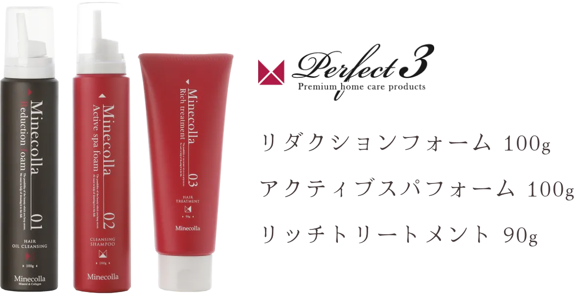 【ミネコラ3】リダクションフォーム 100g/アクティブスパフォーム 100g/リッチトリートメント 90g